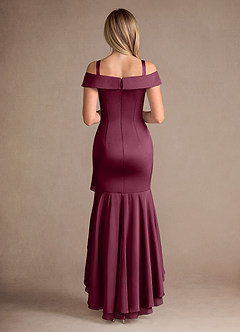 Azazie Billings Mother of the Bride Dresses Mulberry Mermaid Off the Shoulder Stretch Satin Dress image8