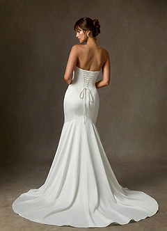 Azazie Lanelle Wedding Dresses Diamond White Mermaid Crepe Back Satin Dress image2