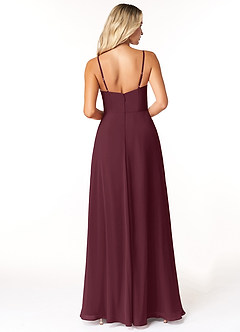 Azazie Moira Brautjungfernkleider A-Linie Schaufel Chiffon Kleid Cabernetrot image2