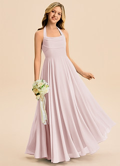 Azazie Kady Junior Blushing Pink A-Line Sweetheart Neckline Chiffon Dress image3