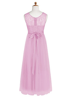 Azazie Georgette A-Line Lace Tulle Floor-Length Junior Bridesmaid Dress image9