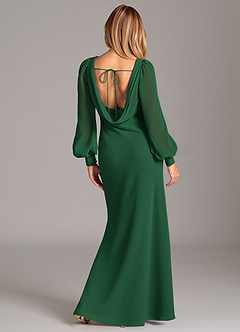 Azazie Rylina Bridesmaid Dresses Dark Green Mermaid Long Sleeve Chiffon Dress image6