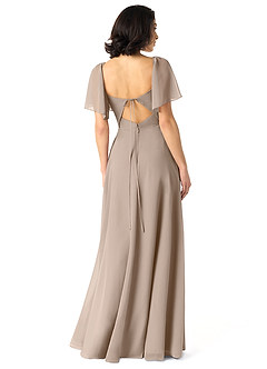 Azazie Chloe Bridesmaid Dresses Taupe A-Line Sweetheart Neckline Chiffon Dress image2