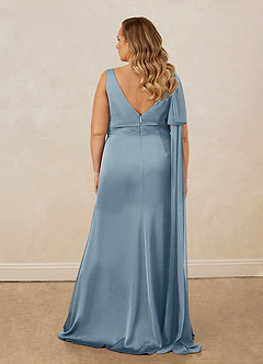 Christian Siriano Bridal for Azazie 1011 Bridesmaid Dresses Dusty Blue Mermaid Bow Stretch Satin Dress image19