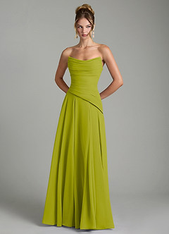Azazie Gabriela Bridesmaid Dresses Lemongrass A-Line Corset Chiffon Dress image7