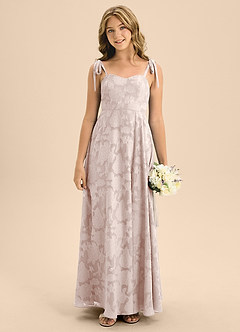 Azazie Rosey Junior Blushing Pink A-Line Sweetheart Neckline Floral Burnout Dress image5