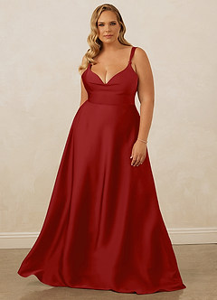 Christian Siriano Bridal for Azazie 1001 Bridesmaid Dresses Pomegranate A-Line Sweetheart Neckline Stretch Satin Dress image11