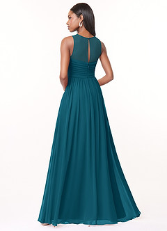 Azazie Nina Bridesmaid Dresses Ink Blue A-Line Pleated Chiffon Dress image2