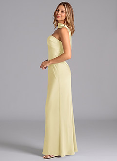 Azazie Lusinda Bridesmaid Dresses Lemon Sorbet Mermaid Strapless Stretch Satin Dress image5