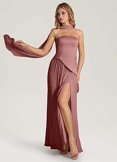 Azazie Tierney Abiti da Damigella Abito Convertibile A-Line in Chiffon Senza Cinturino Rosa Del Deserto image1