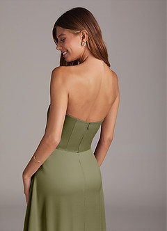 Azazie Wren Bridesmaid Dresses Pistachio A-Line Strapless Stretch Satin Convertible Dress image4
