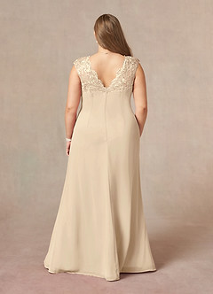 Azazie Gladys Mother of the Bride Dresses Champagne A-Line Queen Anne Lace Chiffon Dress image8