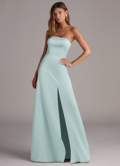 Azazie Wren Bridesmaid Dresses Mist A-Line Strapless Stretch Satin Convertible Dress image3