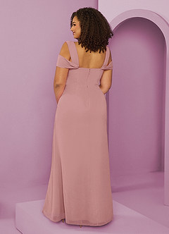 Barbie ♥ Azazie Bridesmaid Dresses Dusty Rose A-Line Off the Shoulder Chiffon Dress image8