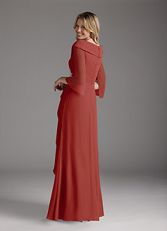 Azazie Jaycee Mother of the Bride Dresses Terracotta A-Line Chiffon Dress image2
