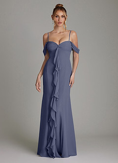 Azazie Karmela Bridesmaid Dresses Stormy A-Line Off the Shoulder Chiffon Dress image4
