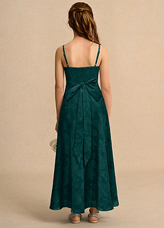 Azazie Pebbles Junior Formal Jurken voor bloemenmeisjes A-Lijn Jurk van Bloemen Burn-out Geplooid Pijnboom image3