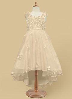 Azazie Ceres Blumenmädchenkleider Ballkleid Spitze Tüll Kleid Champagner image6