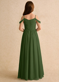 Azazie Chelo Girls Formal Abiti da Ragazza di Fiori Abito A-Line in Chiffon Plissettato Oliva image2