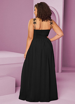 Barbie ♥ Azazie Robes de demoiselle d'honneur Robe Trapèze en Mousseline de soie Plissée Noir image15