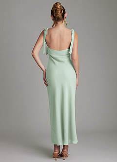 Azazie Luddie Vestidos de damas de honor Vestido de Agave de Gasa de Corte Sirena con Lazo image6