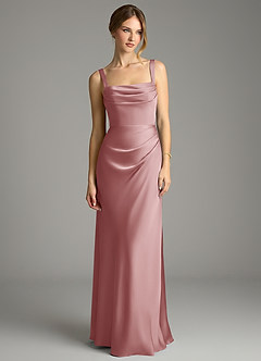 Azazie Alouette Bridesmaid Dresses Dusty Rose Mermaid Pleated Stretch Satin Dress image3