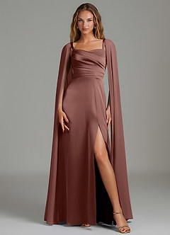 Azazie Niveah Bridesmaid Dresses Espresso A-Line Strapless Stretch Satin Convertible Dress image3