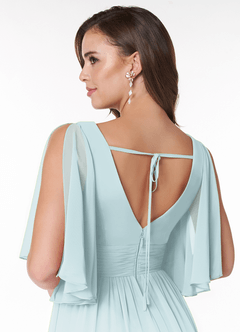 Azazie Temeka Bridesmaid Dresses Mist A-Line Ruched Chiffon Dress image5