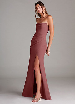 Azazie Leonis Bridesmaid Dresses Amethyst Sheath Strapless Chiffon Convertible Dress image3
