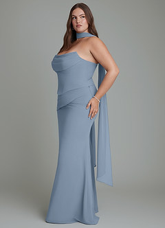 Azazie Sorrel Abiti da Damigella Abito Sirena in Chiffon Corsetto Blu Polveroso image13