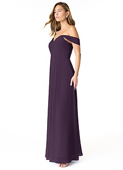 Azazie Kaitlynn Bridesmaid Dresses Plum Empire Ruched Chiffon Convertible Dress image4