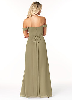 Azazie Joretta Final Sale Moss Green A-Line Off the Shoulder Chiffon Convertible Dress image2