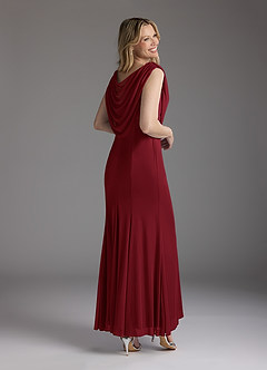 Azazie Ines Final Sale Burgundy Mermaid Beaded Mesh Dress image2