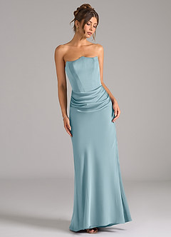Azazie Debby Bridesmaid Dresses Moody Blue Mermaid Strapless Stretch Satin Convertible Dress image3
