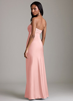 Azazie Saylor Robes de demoiselle d'honneur Robe Sirène en Satin extensible Sans bretelles Rose Poudré image5