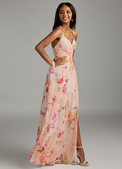 Azazie Davis Bridesmaid Dresses Abstract Bouquet Floral A-Line V-Neck Chiffon Dress image5