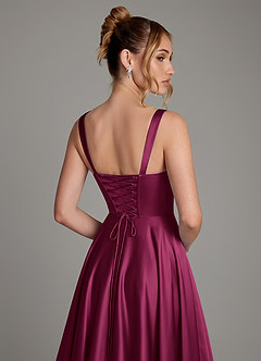Azazie Azaria Bridesmaid Dresses Red Plum A-Line Corset Stretch Satin Dress image2