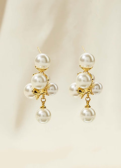 front Pearl Blossom Stud Earrings