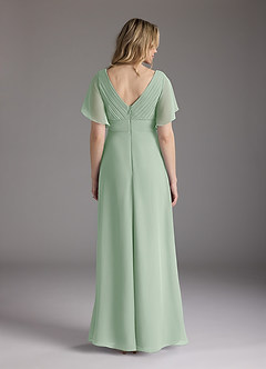 Azazie Alessa Mother of the Bride Dresses Agave A-Line V-Neck Pleated Chiffon Dress image6