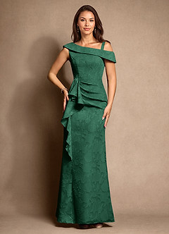 Azazie Hamptons Venta Final Vestido de Verde Oscuro de Devorado Floral de Corte en A con Plisado image6