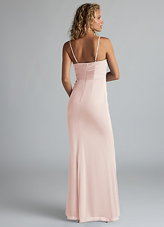 Azazie Teyana Final Sale Rose Petal Sheath Square Neckline Pleated Mesh Dress image2