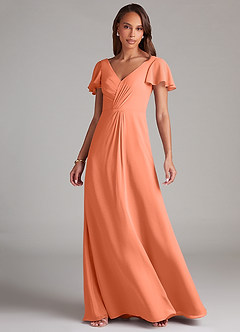 Azazie Soren Bridesmaid Dresses Sunset A-Line Ruched Chiffon Dress image3