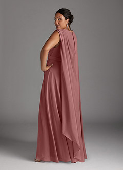 Azazie Isa Mother of the Bride Dresses Desert Rose A-Line V-Neck Pleated Chiffon Dress image12