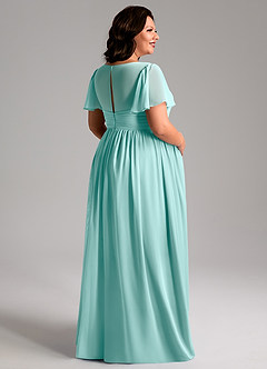 Azazie Verna Maternity Bridesmaid Dresses A-Line V-Neck Ruched Chiffon Floor-Length Dress image8