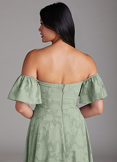Azazie Sue Vestidos de damas de honor Vestido de Agave de Devorado Floral de Corte en A Convertible con Vestidos sin tirantes image6