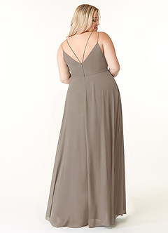 Azazie Janine Abiti da Damigella Abito A-Line in Chiffon con Scollo a V Taupe image7