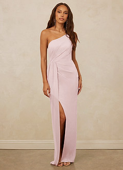 Christian Siriano Bridal for Azazie 1003 Bridesmaid Dresses Blushing Pink Sheath One Shoulder Chiffon Dress image1