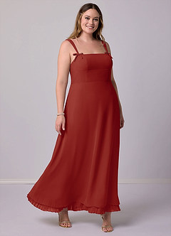 Barbie ♥ Azazie Bridesmaid Dresses Terracotta A-Line Pleated Chiffon Dress image10