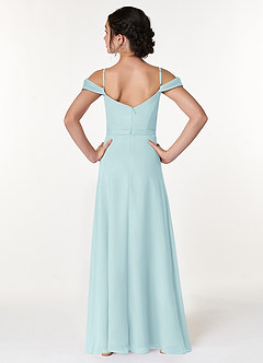 Azazie Alivia Junior Sea Glass A-Line Off the Shoulder Chiffon Dress image2