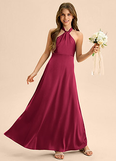 Azazie Beah Junior Klä av A-Line i Stretch Satin Plisserad image5